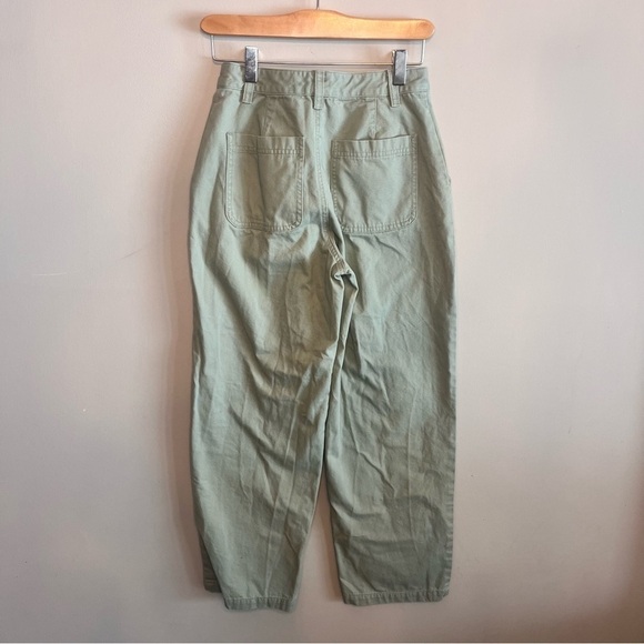 Aritzia Sunday Best Jaden Straight Leg Pant Seagrass Green 100% Cotton 0 - Picture 3 of 10